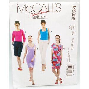 McCalls Pattern M6355 Size B5 8-16 Misses Fashion Tops and Dresses Clothes Uncut